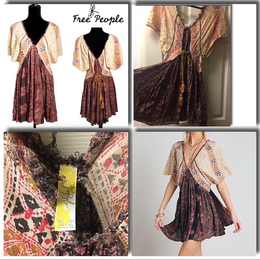Free People Wild World Mini Dress BLK/NOIR